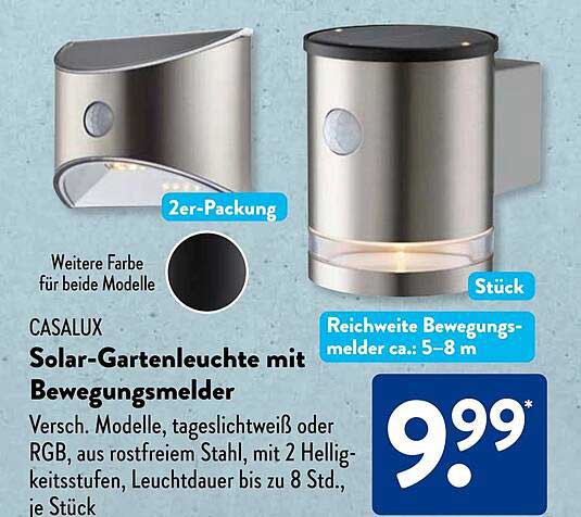 CASALUX Solar-Gartenleuchte mit Bewegungsmelder