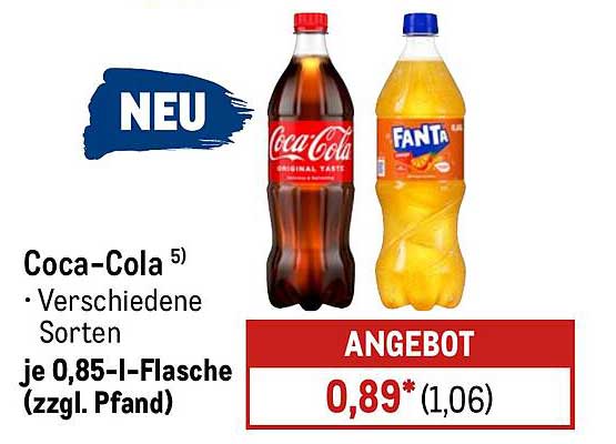 Coca-Cola und Fanta 0,85-Liter-Flasche – Neue Sorten verfügbar!