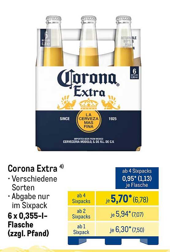 Corona Extra 6 x 0,355 l – Erfrischender Genuss zum besten Preis!