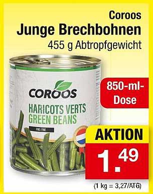 Corooos Junge Brechbohnen 455 g Abtropfgewicht