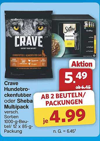 Crave Hundefutter oder Sheba Multipack - Verschiedene Sorten