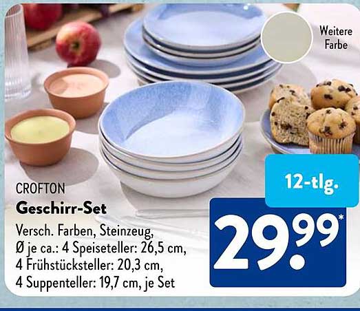 CROFTON Geschirr-Set, 12-teilig, in verschiedenen Farben