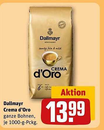 Dallmayr Crema d'Oro ganze Bohnen, je 1000-g-Päckchen