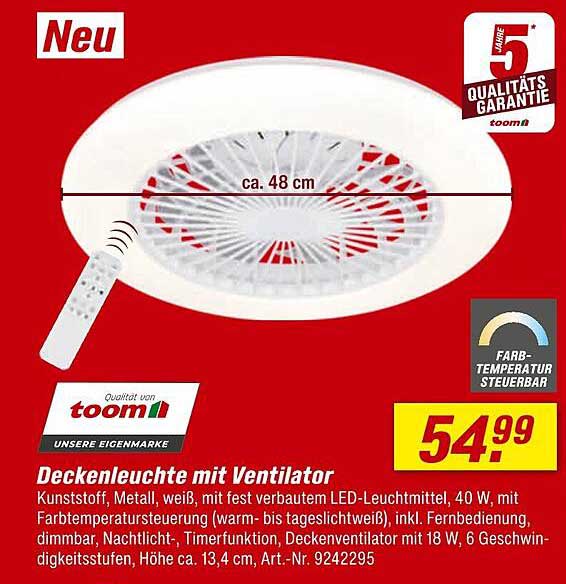 Deckenleuchte mit Ventilator