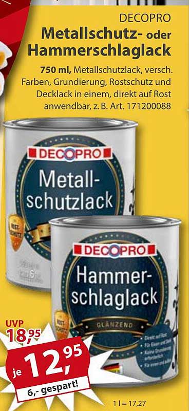 DECOPRO Metallschutz- oder Hammerschlaglack 750 ml