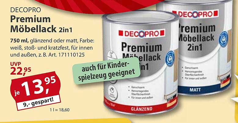 DECOPRO Premium Möbellack 2in1 – 750 ml, glänzend oder matt
