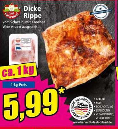 Dicke Rippe vom Schwein mit Knochen