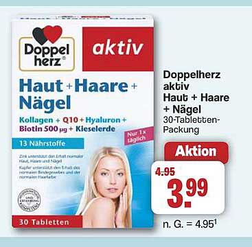 Doppelherz aktiv Haut + Haare + Nägel 30-Tabletten-Packung