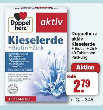 Doppelherz aktiv Kieselerde + Biotin + Zink 40-Tabletten-Packung