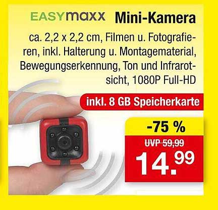 EASYmaxx Mini-Kamera mit 8 GB Speicherkarte