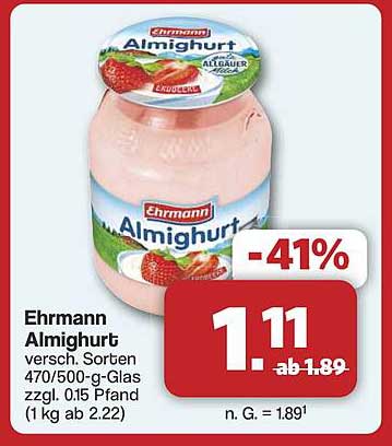Ehrmann Almighurt, verschiedene Sorten 470/500-g-Glas