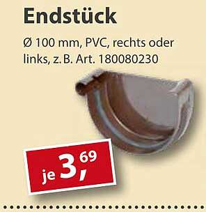 Endstück Ø 100 mm, PVC, rechts oder links, z. B. Art. 180080230