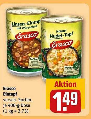 Erasco Eintopf - Linsen-Eintopf und Hühnertopf