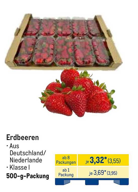 Erdbeeren 500-g-Packung - Aus Deutschland/Niederlande - Klasse I