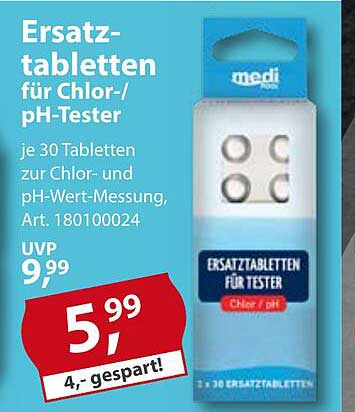 Ersatztabletten für Chlor-/pH-Tester