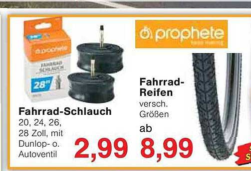 Fahrrad-Schlauch 20, 24, 26, 28 Zoll mit Dunlop- oder Autoventil