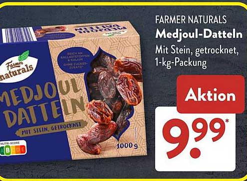 Farmer Naturals Medjoul-Datteln mit Stein, getrocknet, 1-kg-Packung