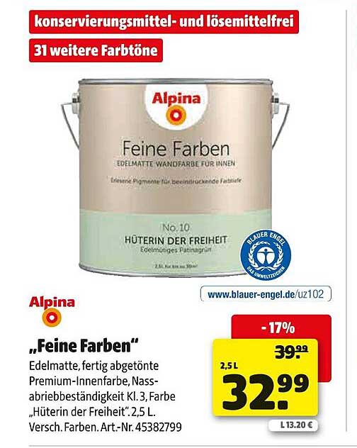 „Feine Farben“ Innenfarbe von Alpina – Hüterin der Freiheit, 2,5 L