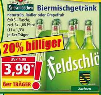Feldschlößchen Biermischgetränk - 6er Träger für nur 3,99 €!