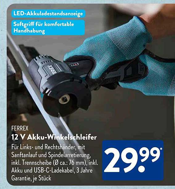 FERREX 12 V Akku-Winkelschleifer