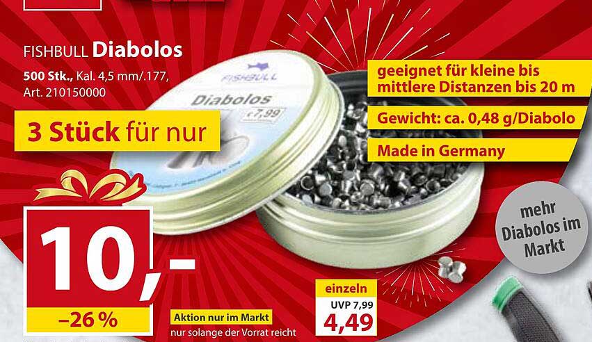 FISHBULL Diabolos – 500 Stück Kal. 4,5 mm/.177 für nur 10,- Euro