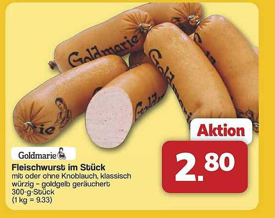 Fleischwurst im Stück - Goldmarie 300-g-Stück