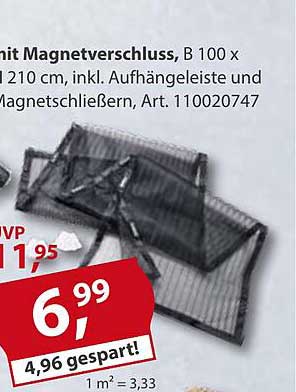 Fliegengitter mit Magnetverschluss, B 100 x H 210 cm, inkl. Aufhängeleiste und Magnetverschlüssen