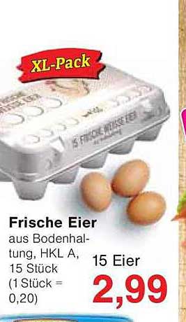 Frische Eier aus Bodenhaltung, HKL A, 15 Stück