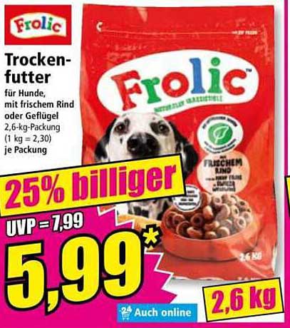 Frolic Trockenfutter für Hunde mit frischem Rind oder Geflügel, 2,6 kg
