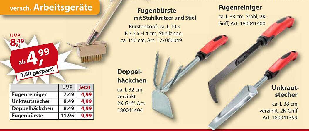 Fugenbürste mit Stahlkratzer und Stiel