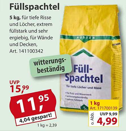 Füllspachtel 5 kg - Hochwertiger Reparatur- und Füllstoff