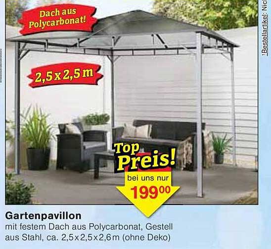 Gartenpavillon mit festem Dach aus Polycarbonat