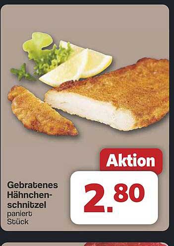 Gebratenes Hähnchenschnitzel, paniert - Stück