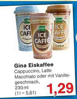 Gina Eiskaffee - Cappuccino, Latte Macchiato oder Vanillegeschmack, 230 ml