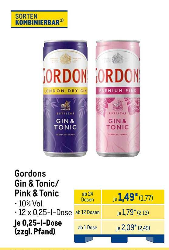 Gordons Gin & Tonic/Pink & Tonic