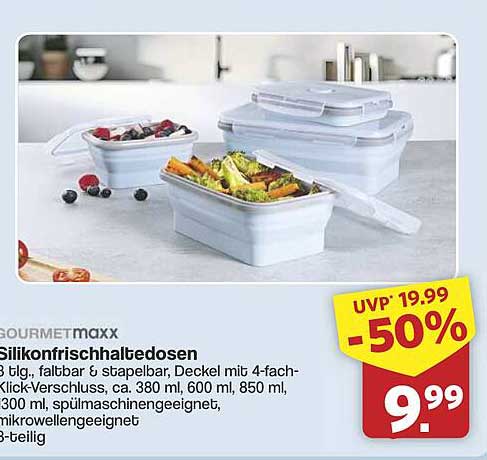 GOURMETmaxx Silikonfrischhaltedosen - 8-teilig