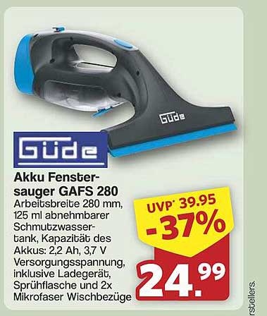 Güde Akku Fenstersauger GAFS 280 - Fensterreinigung leicht gemacht!
