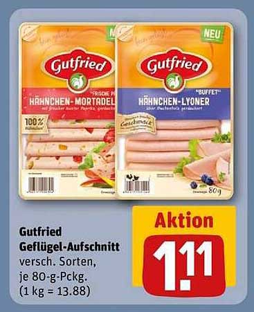 Gutfried Geflügel-Aufschnitt - Verschiedene Sorten
