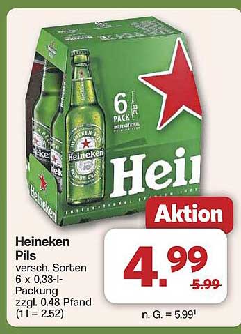 Heineken Pils 6er Pack 0,33 l