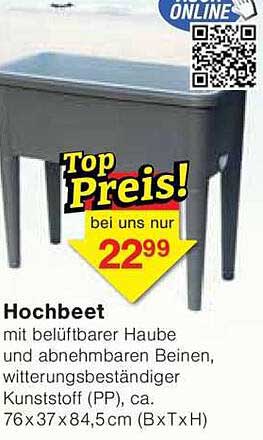 Hochbeet mit belüftbarer Haube und abnehmbaren Beinen