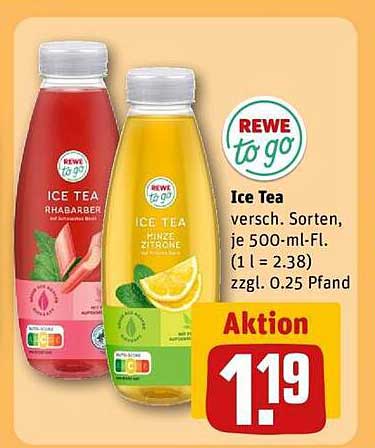 Ice Tea verschiedene Sorten, je 500-ml-Fl.