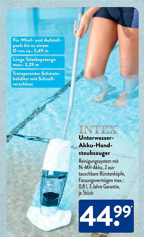 INTEX Unterwasser-Akku-Handstaubsauger