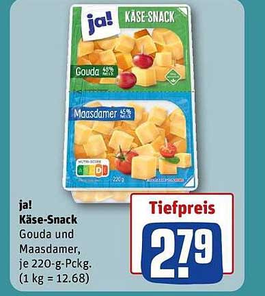 ja! Käse-Snack Gouda und Maasdamer, je 220-g-Packung