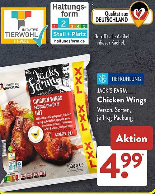 JACK'S FARM Chicken Wings, 1-kg-Packung