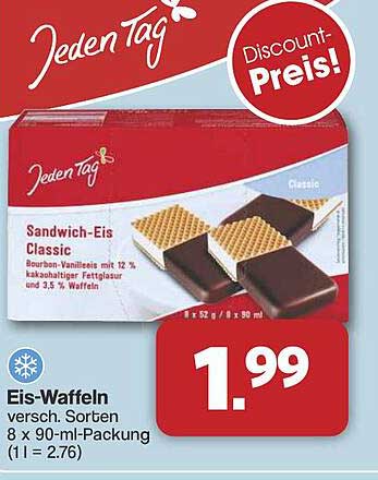 Jeden Tag Sandwich-Eis Classic - 8 x 90-ml-Packung