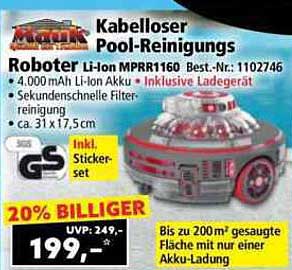 Kabelloser Pool-Reinigungs-Roboter Li-Ion MPRR1160