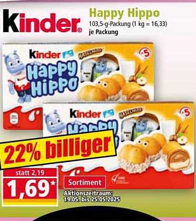 Kinder Happy Hippo - 22% billiger