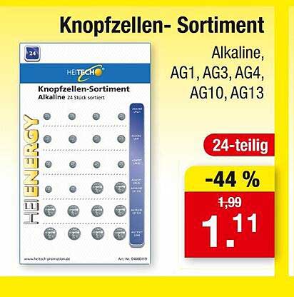 Knopfzellen- Sortiment 24-teilig
