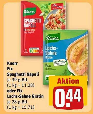 Knorr Fix Spaghetti Napoli oder Lachs-Sahne Gratin