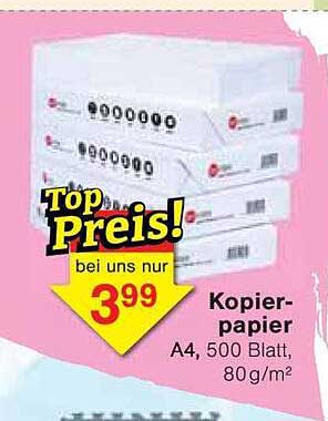 Kopierpapier A4, 500 Blatt, 80 g/m² - Top Preis!